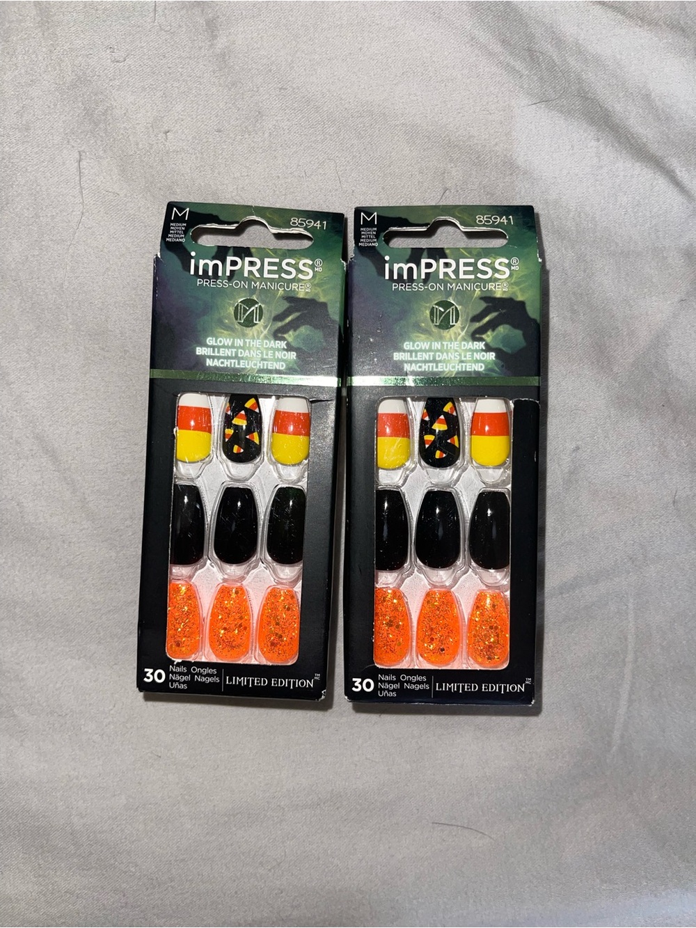 imPRESS Halloween Candy Corn & Black Glow-In-The-Dark Press-On Nails